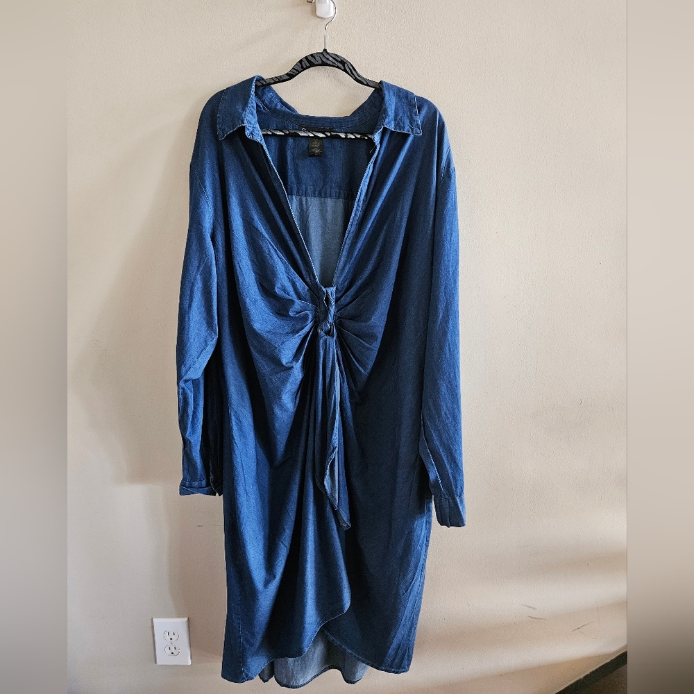 Fashion to Figure Denim Tie Front Knot Dress